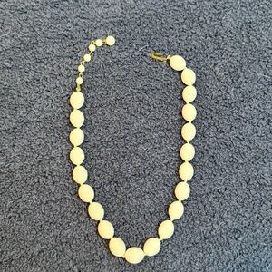 Vintage White Oval Bead Necklace Mid Century Style
